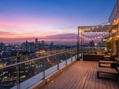 Hotel terrace glass railing