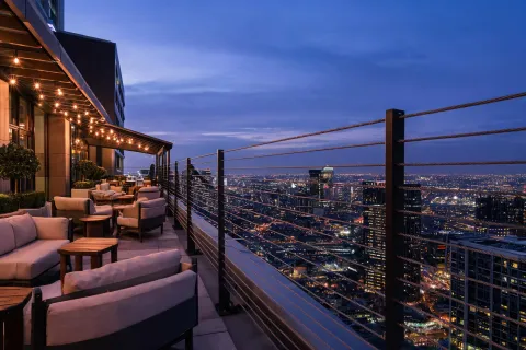 Hotel terrace cable railing